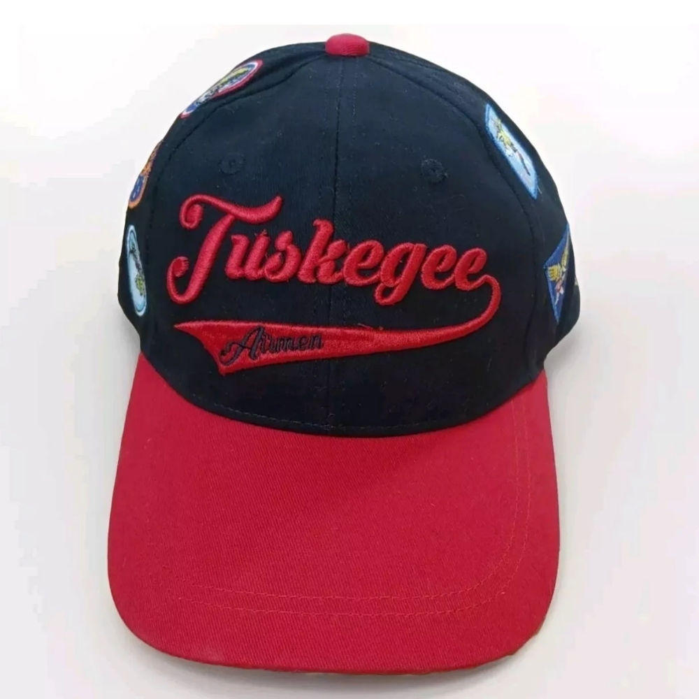 Tuskegee Museum Canvas Hat Strapback Airmen Patches Black Red Air Force Aviator